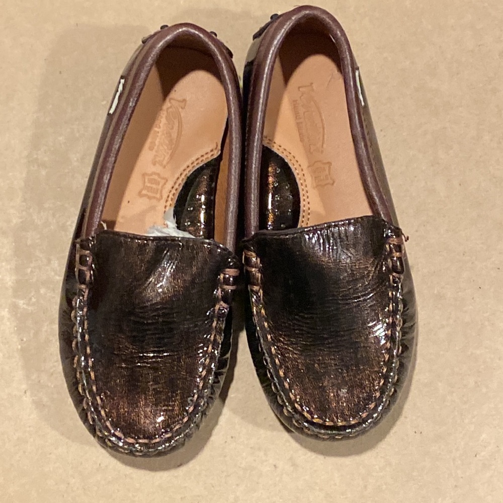 Venettini Kids Brown Metallic Leather Moccasins